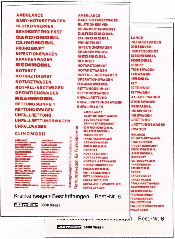 1508006 - KTW Beschriftungen - Rot, 2 Bogen