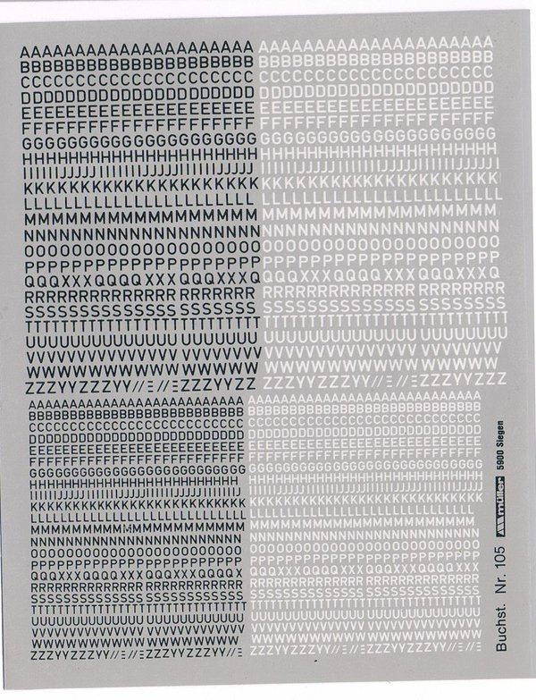 1508105 - Buchstaben 1,5 u. 2 mm hoch - Schwarz und Weiß