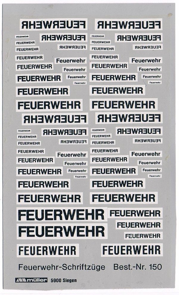 1508150 - FEUERWEHR - Schwarz, weiß unterlegt