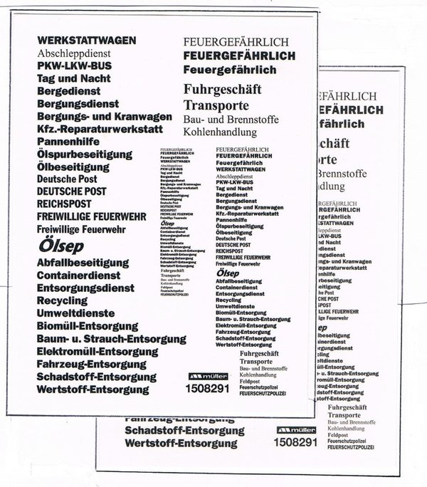1508291 - Transport Beschriftungen - Schwarz, 2 Bogen