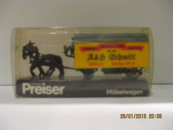 Preiser Nr, P30455 Möbelwagen Pferdegespann "A & H Schmitt",